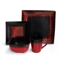 American Atelier Livingston 16-Piece Dinnerware Set, Red American Atelier Livingston 16-Piece Dinnerware Set, Red