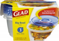 GladWare Big Bowl Food Storage with Interlocking Lids, 48-Ounce, 3-Count Packages (Pack of 6) GladWare Big Bowl Food Storage with Interlocking Lids, 48-Ounce, 3-Count Packages (Pack of 6)