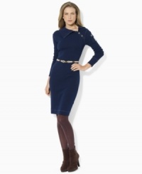 Lauren Jeans Co.'s soft knit cotton dress is detailed with signature shank buttons at the shoulder for casual style. Lauren Jeans Co.'s soft knit cotton dress is detailed with signature shank buttons at the shoulder for casual style.