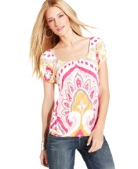 A bold print makes INC's classic top truly pop! Try it with jeans and sandals or a maxi skirt paired with your favorite heels! A bold print makes INC's classic top truly pop! Try it with jeans and sandals or a maxi skirt paired with your favorite heels!