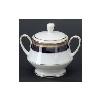 Noritake Crestwood Cobalt Platinum Sugar Bowl with Cover Noritake Crestwood Cobalt Platinum Sugar Bowl with Cover