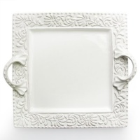 American Atelier Bianca Leaf Square Platter with Handles American Atelier Bianca Leaf Square Platter with Handles