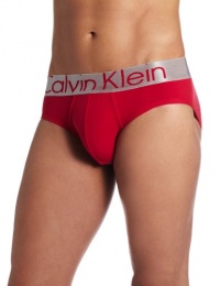 Calvin Klein Men's Steel Micro Hip Brief, Flame Red, Large