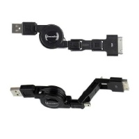 Qmadix 3-in-1 USB Retractable Charging/Sync Cable - Black Qmadix 3-in-1 USB Retractable Charging/Sync Cable - Black