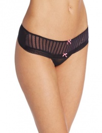 Betsey Johnson Women's Stocking Stripe Thong, Black, Small Betsey Johnson Women's Stocking Stripe Thong, Black, Small