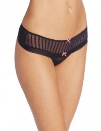 Betsey Johnson Women's Stocking Stripe Thong, Black, Small