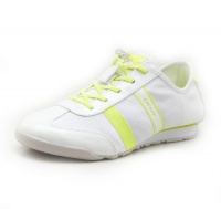 DKNY Women's Foundation Mesh Fashion Sneaker, White / Neon (8)