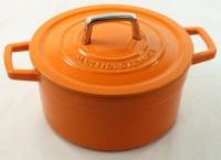 Orange Enameled Cast Iron 3 Qt. Round Dutch Oven Casserole Orange Enameled Cast Iron 3 Qt. Round Dutch Oven Casserole