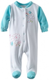 ABSORBA Baby-Girls Newborn Velour Footie, Blue/White, 3-6 Months ABSORBA Baby-Girls Newborn Velour Footie, Blue/White, 3-6 Months