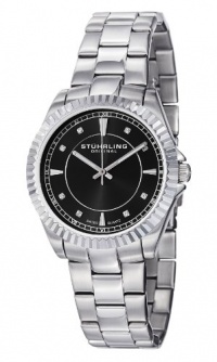 Stuhrling Original Women's 408L.12111 Aquadiver Regatta Lady Marine Swiss Quartz Black Dial Stainless Steel Bracelet Watch Stuhrling Original Women's 408L.12111 Aquadiver Regatta Lady Marine Swiss Quartz Black Dial Stainless Steel Bracelet Watch