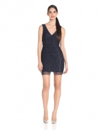 BCBGMAXAZRIA Women's Marissa V-Neck Dress, Dark Midnight, 2 BCBGMAXAZRIA Women's Marissa V-Neck Dress, Dark Midnight, 2