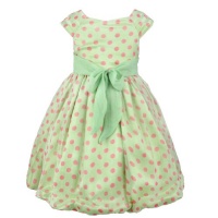 Lime Green Splendid Polka Dot Chiffon Girls Dress-Green-4 Lime Green Splendid Polka Dot Chiffon Girls Dress-Green-4