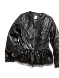 GUESS Kids Girls big girl faux-leather jacket, BLACK (10/12) GUESS Kids Girls big girl faux-leather jacket, BLACK (10/12)