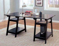 Coaster Trestle Style Office Desk Table, Black Wood Finish Coaster Trestle Style Office Desk Table, Black Wood Finish