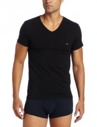 Emporio Armani Men's Cotton Stretch V-Neck Tee, Black, Large Emporio Armani Men's Cotton Stretch V-Neck Tee, Black, Large