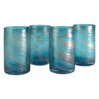 Artland Shimmer Highball Glass, 19-Ounce, Turquoise, Set of 4 Artland Shimmer Highball Glass, 19-Ounce, Turquoise, Set of 4
