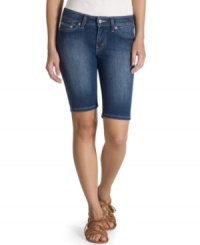 Warm weather-ify your closet of trusty blues with a pair of slim fit bermuda shorts from Levi's! Warm weather-ify your closet of trusty blues with a pair of slim fit bermuda shorts from Levi's!