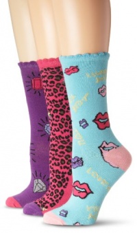 Betsey Johnson Women's 3 Pack Love Triangle Crews Gift Box Betsey Johnson Women's 3 Pack Love Triangle Crews Gift Box