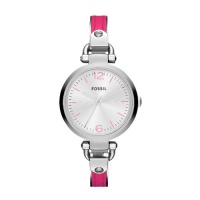 Georgia Three Hand Stainless Steel And Leather Watch - Pink Georgia Three Hand Stainless Steel And Leather Watch - Pink