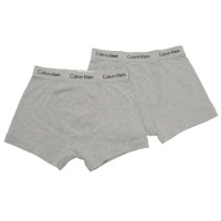 Calvin Klein Men's Stretch 2 Pack Trunk, Grey Heather, Small Calvin Klein Men's Stretch 2 Pack Trunk, Grey Heather, Small