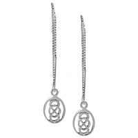 Sterling Silver Celtic Knot in Oval Threader Earrings Sterling Silver Celtic Knot in Oval Threader Earrings