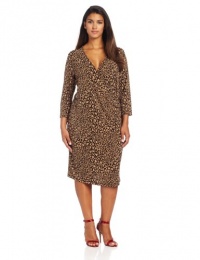 Jones New York Women's Plus-Size 3/4 Sleeve Faux Wrap Dress Jones New York Women's Plus-Size 3/4 Sleeve Faux Wrap Dress