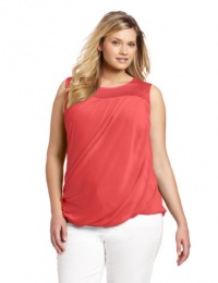 DKNYC Women's Plus-Size Sleeveless Top with Chiffon Draped Overlay DKNYC Women's Plus-Size Sleeveless Top with Chiffon Draped Overlay