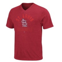MLB Mens St. Louis Cardinals Game Day Weathered Athletic Red Pepper Heather Short Sleeve V-Neck Tee By Majestic MLB Mens St. Louis Cardinals Game Day Weathered Athletic Red Pepper Heather Short Sleeve V-Neck Tee By Majestic