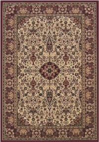 Area Rug 3x3 Octagon European Ivory-Red Color - Couristan Everest Collection Area Rug 3x3 Octagon European Ivory-Red Color - Couristan Everest Collection