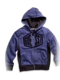 GUESS Kids Little Boy Zip-Front Embroidered Hoodie, BLUE (5/6) GUESS Kids Little Boy Zip-Front Embroidered Hoodie, BLUE (5/6)