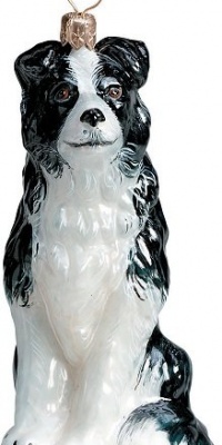 Joy to the World Collectibles European Blown Glass Pet Ornament, Border Collie Joy to the World Collectibles European Blown Glass Pet Ornament, Border Collie