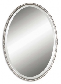 Carolyn Kinder Sherise Oval Mirror in Brushed Nickel Finish Carolyn Kinder Sherise Oval Mirror in Brushed Nickel Finish