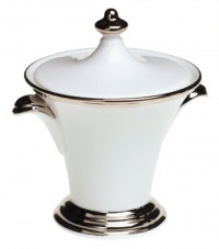 Lenox Solitaire White Platinum-Banded Bone China Lidded Sugar Bowl Lenox Solitaire White Platinum-Banded Bone China Lidded Sugar Bowl