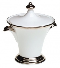 Lenox Solitaire White Platinum-Banded Bone China Lidded Sugar Bowl