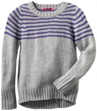 Energie Girls 7-16 Violet High Low Sweater, Grey/Purple, Small