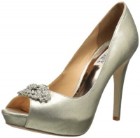 Badgley Mischka Women's Goodie Peep-Toe Pump,Platino Metallic Suede,6 M US Badgley Mischka Women's Goodie Peep-Toe Pump,Platino Metallic Suede,6 M US