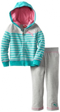 Puma - Kids Girls 2-6X Toddler Striped Hoodie Set, Spectra Green, 2T Puma - Kids Girls 2-6X Toddler Striped Hoodie Set, Spectra Green, 2T