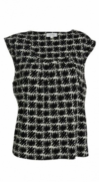 Calvin Klein Women's Print Sleeveless Scoopneck Blouse Black & White