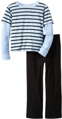 Splendid Littles Boys 2-7 Toddler-Black Venice Stripe Twofer Crew Pant Set, Sky, 5/6 Splendid Littles Boys 2-7 Toddler-Black Venice Stripe Twofer Crew Pant Set, Sky, 5/6