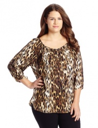 Karen Kane Women's Plus-Size Blouson Sleeve Top With Placket Karen Kane Women's Plus-Size Blouson Sleeve Top With Placket