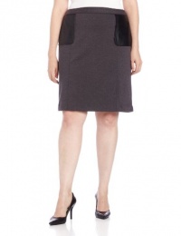 Calvin Klein Women's Plus-Size Skirt with Faux Leather Detail