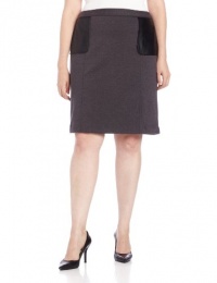 Calvin Klein Women's Plus-Size Skirt with Faux Leather Detail Calvin Klein Women's Plus-Size Skirt with Faux Leather Detail