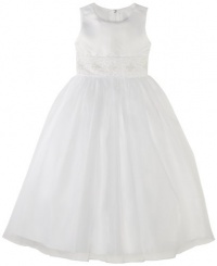 Us Angels Girls 7-16 Dress With Handbeaded Cummerbund, White, 8 Us Angels Girls 7-16 Dress With Handbeaded Cummerbund, White, 8