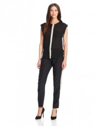 Parker Women's Azura Contrast Sleeveless Blouse, Black, X-Small Parker Women's Azura Contrast Sleeveless Blouse, Black, X-Small
