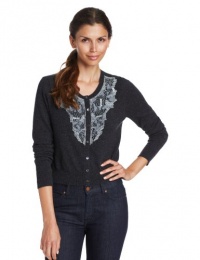 Magaschoni Women's 100% Cashmere Beaded Cardigan, Castle, Medium Magaschoni Women's 100% Cashmere Beaded Cardigan, Castle, Medium