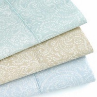 Martha Stewart Ainsley 400T Soft Blue Paisley King Flat Sheet Martha Stewart Ainsley 400T Soft Blue Paisley King Flat Sheet