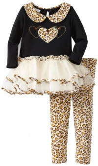 Bonnie Jean Girls 2-6X Leopard Trim Tutu Legging Set, Brown, 2T Bonnie Jean Girls 2-6X Leopard Trim Tutu Legging Set, Brown, 2T