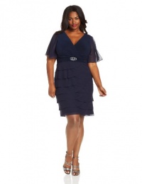 Jessica Howard Women's Plus-Size Flutter Sleeve Dress, Navy, 14W