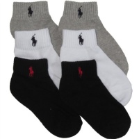 Polo Ralph Lauren boys quarter socks black/grey/white 6pairs - 4-7 (shoe size 10-13) Polo Ralph Lauren boys quarter socks black/grey/white 6pairs - 4-7 (shoe size 10-13)