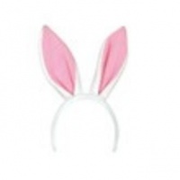 Soft-Touch Bunny Ears (white & pink) Party Accessory  (1 count) (1/Pkg)